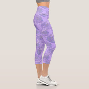 Lila Tiger Muster Capri Leggings