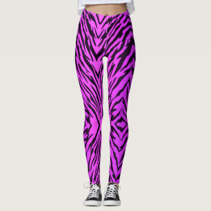 Lila Tiger-Neonstreifen-Tierdruck Leggings