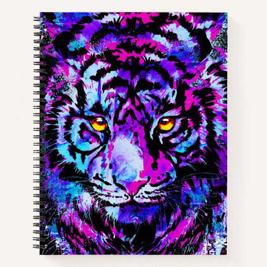 Lila Tiger-Notebook - Tiger-Artwork - Wildlife Notizblock (Vorderseite)