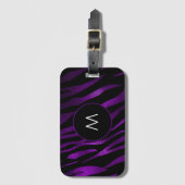 Lila Tiger Streifen Monogramm Gepäckanhänger (Vorderseite Vertikal)