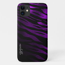 Lila Tiger Streifen Personalisiert Monogramm Case-Mate iPhone Hülle