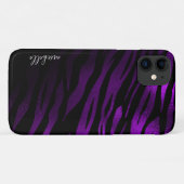 Lila Tiger Streifen Personalisiert Monogramm Case-Mate iPhone Hülle (Rückseite (Horizontal))