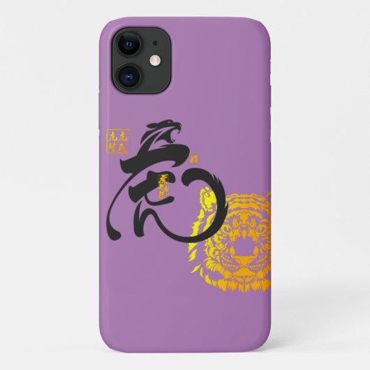 Lila Tiger Symbol Chinoiserie Chic Case-Mate iPhone Hülle (Rückseite)