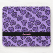 Lila Tigerdruckherzen Mousepad (Vorne)