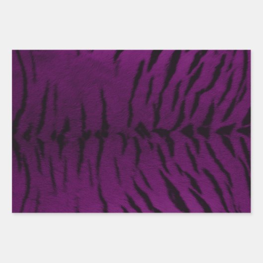 Lila Tigerhautdrucke Geschenkpapier Set (Vorderseite)