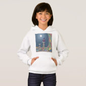 Lila Tiki Bird mit Vollmond Hoodie (Vorne ganz)