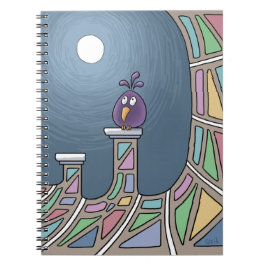 Lila Tiki Bird mit Vollmond-Notebook Notizblock