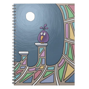 Lila Tiki Bird mit Vollmond-Notebook Notizblock