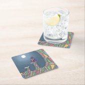 Lila Tiki Bird mit Vollmond Square Paper Coa Rechteckiger Pappuntersetzer (Vor Ort)