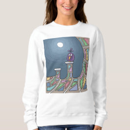 Lila Tiki Bird mit Vollmond Sweatshirt