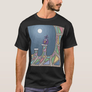 Lila Tiki Bird mit Vollmond-T - Shirt