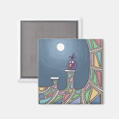 Lila Tiki Bird mit Vollmondmagnet Magnet (Vorderseite/Rückseite)