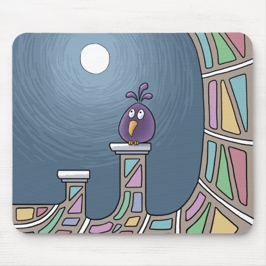 Lila Tiki Bird mit Vollmondmousepad Mousepad (Vorne)