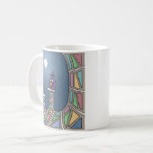 Lila Tiki Bird Vollmond Kaffee Tasse (Vorderseite Links)
