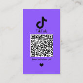 Lila TikTok-QR-Code für Social Media Visitenkarte (Rückseite)