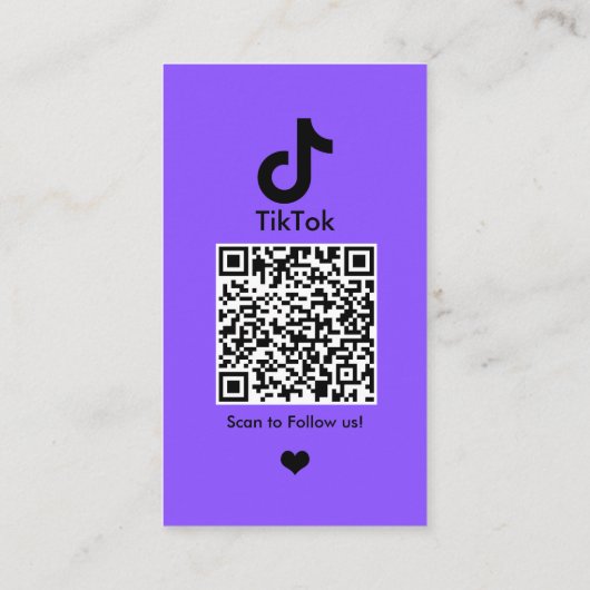 Lila TikTok-QR-Code für Social Media Visitenkarte (Rückseite)