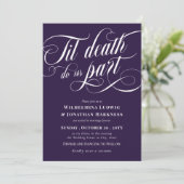Lila Til Death Do us Part Elegant Goth Wedding Einladung (Stehend Vorderseite)