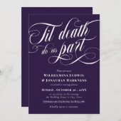 Lila Til Death Do us Part Elegant Goth Wedding Einladung (Vorne/Hinten)
