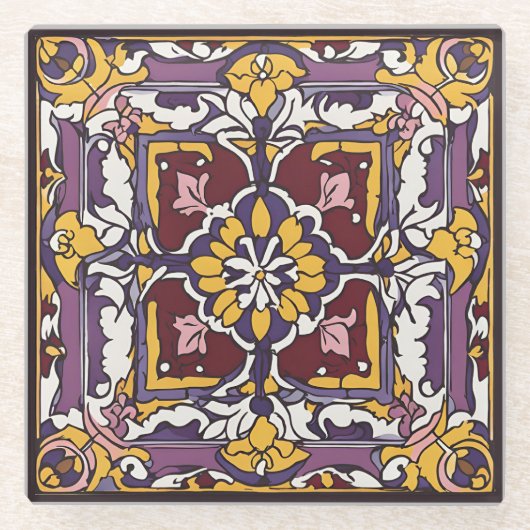 Lila Tile Glasuntersetzer (Vorderseite)