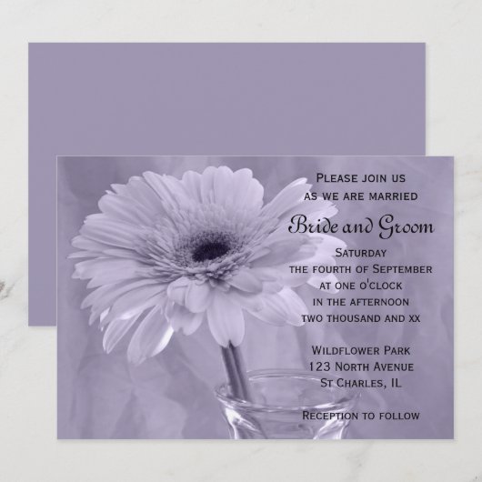 Lila Tinted Daisy Wedding Einladung (Vorne/Hinten)