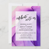 Lila Tinten feiern mit Hochzeitsempfang Einladung (Vorderseite)
