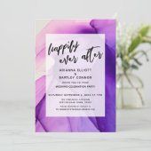 Lila Tinten glücklicherweise immer nach Hochzeit Einladung (Stehend Vorderseite)