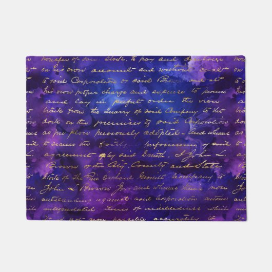 Lila Tintenmuster mit Goldschrift für Aquarellfarb Fußmatte (Vorderseite)