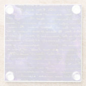 Lila Tintenmuster mit Goldschrift für Aquarellfarb Glasuntersetzer (Rückseite)