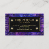 Lila Tintenmuster mit Goldschrift für Aquarellfarb Visitenkarte (Rückseite)