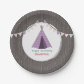 Lila Tipi Birthday Pappteller (Vorderseite)