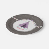 Lila Tipi Birthday Pappteller (Schrägansicht)