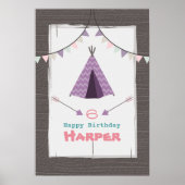 Lila Tipi Camping Birthday Poster (Vorne)