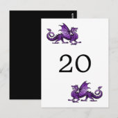 Lila Tischnummer der Drachen Postkarte (Vorne/Hinten)