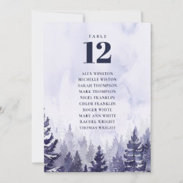 Lila Tischnummer der Kiefernwälder