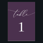 Lila Tischnummer für Minimalistische Hochzeiten<br><div class="desc">Schöne lila-Pflaume,  elegant,  modern und minimalistisch,  Tischnummer-Karte. Vollständig anpassbar. **BITTE BEACHTEN SIE: Um zu bestellen,  passen Sie einfach Ihre Tischnummer an und fügen Sie jede Nummer einzeln in Ihren Warenkorb ein. Dann Karo raus,  wenn du fertig bist.</div>