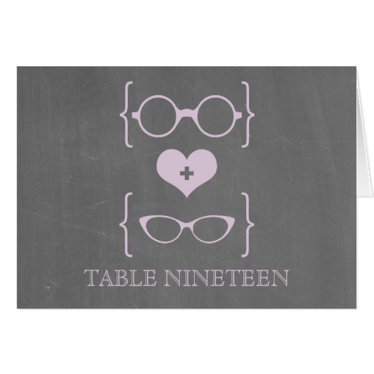 Lila Tischnummer Geeky Glasses Chalkboard (Vorderseite (Horizontal))