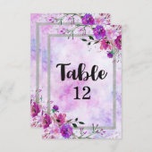 Lila Tischnummern für Flora und Silberrahmen (Vorne/Hinten)