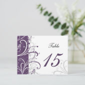 lila Tischnummern Postkarten (Stehend Vorderseite)