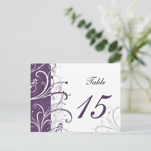 lila Tischnummern Postkarten (Stehend Vorderseite)