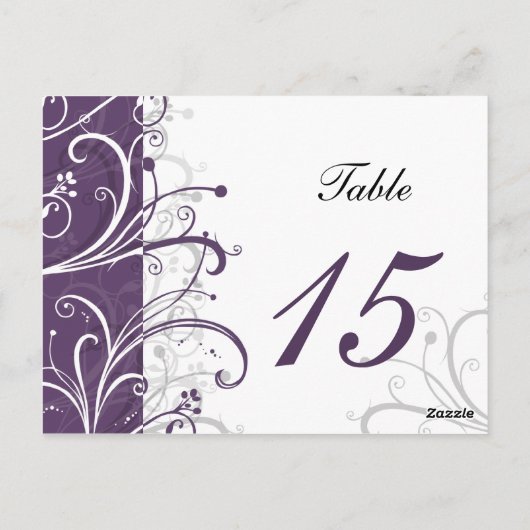 lila Tischnummern Postkarten (Rückseite)