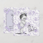 Lila Toile Baby Girl Dusche Einladung (Vorne/Hinten)