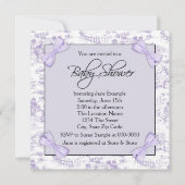 Lila Toile Baby Girl Dusche Einladung (Rückseite)