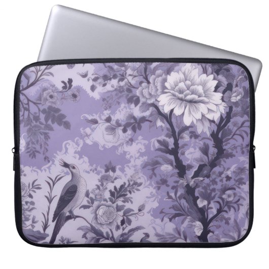 Lila Toile de Fleur Laptopschutzhülle (Vorderseite)