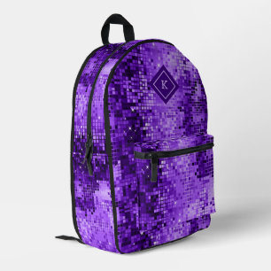 Lila Töne Disco Spiegel Glitter Muster Bedruckter Rucksack