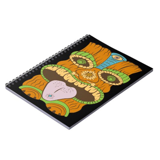 Lila Tongue Tiki Statue in Psychedelic Mood, Notizblock (Linke Seite)