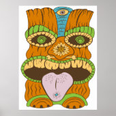 Lila Tongue Tiki Statue in Psychedelic Mood Poster (Vorne)