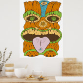 Lila Tongue Tiki Statue in Psychedelic Mood Poster (Küche)