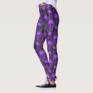 Lila Totenköpfe und Sonnenblumen-Serie Design 1 Leggings