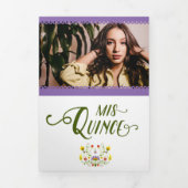 Lila traditionelles Mexiko Blumenkohl Foto Quincea Dreifach Gefaltete Einladung (Cover)