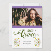 Lila traditionelles Mexiko Blumenkohl Foto Quincea Einladung (Vorderseite)